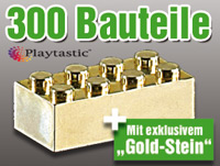 Playtastic 300 Bausteine mit goldfarbenem Solitär Playtastic