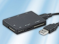 c-enter Winziger Multi-Card-Reader mit 3-fach USB-Hub c-enter