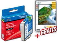 Cliprint iColor Tintentank für EPSON (schwarz) + Fotopapier GRATIS Cliprint