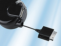 Callstel 2in1-Kfz-Ladekabel für iPhone 3G/3Gs/4, iPod, USB 12/24V Callstel Ladekabel mit Dock-Connector