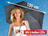 PEARL Mini-Regenschirm (1 Meter) mit integrierter 6-fach LED-Leuchte PEARL Regenschirme mit LED-Beleuchtungen