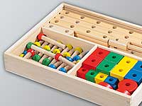 Playtastic 76-teiliger Kinder Baukasten mit Bauelementen aus Echtholz Playtastic Holz Baukästen