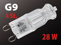 Luminea Halogen-Stiftsockellampe G9, 230 V, 28 Watt, 370 lm, warmweiß, 4er-Set Luminea Halogen-Stifte G9 (warmweiß)