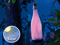 Lunartec Solar-LED-Lampe "Flaschenpost", farbwechselnd Lunartec Solar LED Deko-Leuchten "Glasflasche"