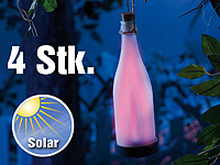 Lunartec Solar-LED-Lampe "Flaschenpost", farbwechselnd, 4er-Set Lunartec Solar LED Deko-Leuchten "Glasflasche"