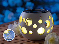 Lunartec Solar-LED-Leuchte "Kugel" aus edlem Ton, weiß, 4er-Set Lunartec Solar-Windlichter