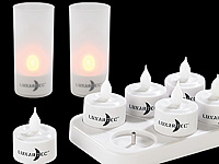 Lunartec 6 LED-Akku-Teelichte mit Dekogläsern (Versandrückläufer) Lunartec Akku-LED-Teelicht-Sets mit Ladestation