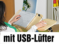 General Office Notebook-Arbeitstisch "Pine Wood" mit USB-Cooler General Office Notebooktische mit Lüfter