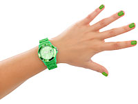 St. Leonhard Sportliche Silikon-Quarz-Armbanduhr, Lupen-Mineralglas, peppig-grün St. Leonhard Unisex-Silikon-Armbanduhren