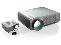 SceneLights Mini-LED-Beamer LB-3001.mini mit 60 Lumen und Media-Player SceneLights Kompakt LED Beamer