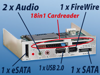 c-enter Multipanel 3,5" silver mit Card-Reader/USB/SATA usw. c-enter