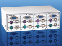 c-enter PS/2-USB Umschalter für 4PCs inkl. 2 Octopus-Kabel c-enter