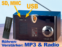 auvisio Röhren-Verstärker mit Radio und SD-Card MP3-Player auvisio