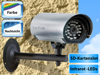 VisorTech Hochauflösende Überwachungskamera mit SD-Aufzeichnung VisorTech