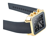 simvalley MOBILE 1.5"-Smartwatch GW-420 Gold-Edition, echt vergoldet simvalley MOBILE Android-Smart-Watches