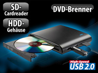 Xystec Mobile 4in1-Datenstation "MDC-410.v2" mit DVD-Brenner & HDD-Gehäuse Xystec
