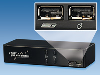 Xystec Dual-KVM-Switch für 2 PCs mit DVI/VGA, USB und Stereo-Audio Xystec