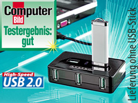 Xystec Aktiver USB-2.0-Hub mit 7 Ports, Netzteil Xystec Aktive USB-2.0-Hubs
