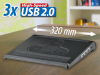 Xystec Notebook-Cooler-Pad mit 3-Port-USB-Hub und Stereo-Lautsprecher Xystec