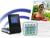 tka Köbele Akkutechnik 2in1-Akku-Ladegerät: Tischlader & LCD-Uhr inkl. 4 tka Power-Akkus tka Köbele Akkutechnik