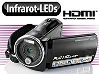 Somikon Full-HD-Camcorder "DV-853.IR" mit Infrarot-LEDs, HDMI, 60 fps Somikon Full-HD-Camcorder mit Touch-Screen und App-Steuerung