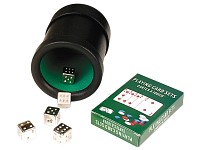 Grand Straight Royale Würfel-Becher Geschenkset: 6 Stahl-Würfel & 1 Poker-Deck Grand Straight Royale