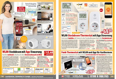 2er-Set WLAN-Steckdosen-Thermostat mit Sensor-Fernbedienung, App
